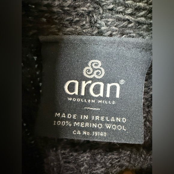 Aran Men’s Shawl Collar Cardigan 100% Merino Wool Sweater Jacket size M button - Picture 4 of 16